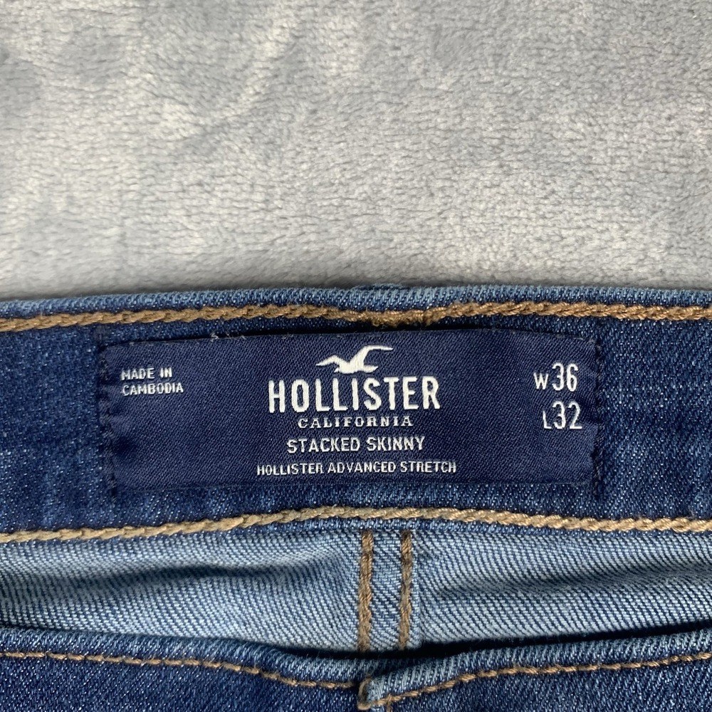 Hollister California Jeans Mens 36x32 Stacked Skinny Advanced Stretch Dark Blue - Picture 4 of 10